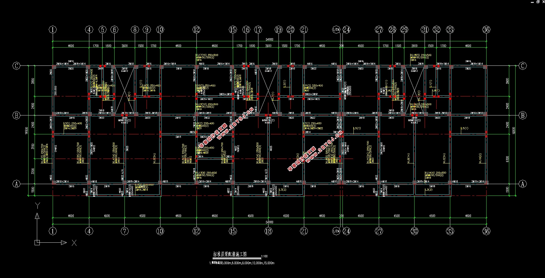 六层5400平米某小区住宅楼多层框架设计(建筑图,结构图,PKPM)