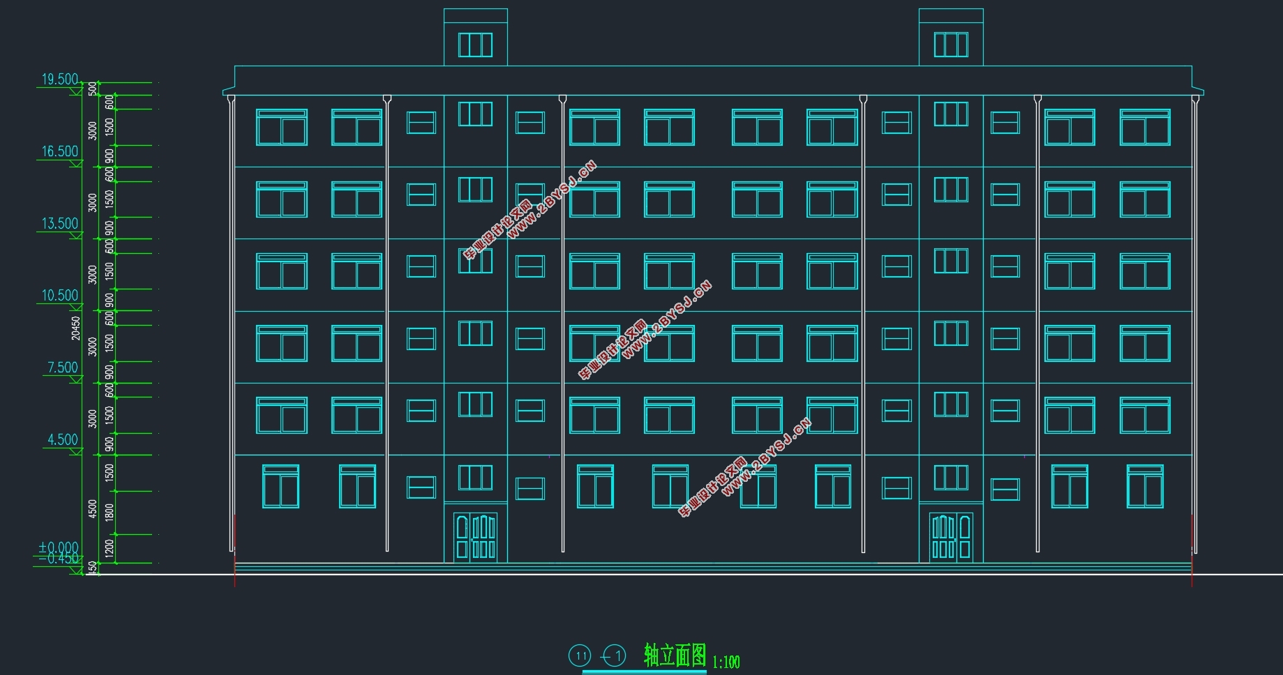 六层2700平米南昌市某住宅楼框架结构设计(含建筑图结构图)