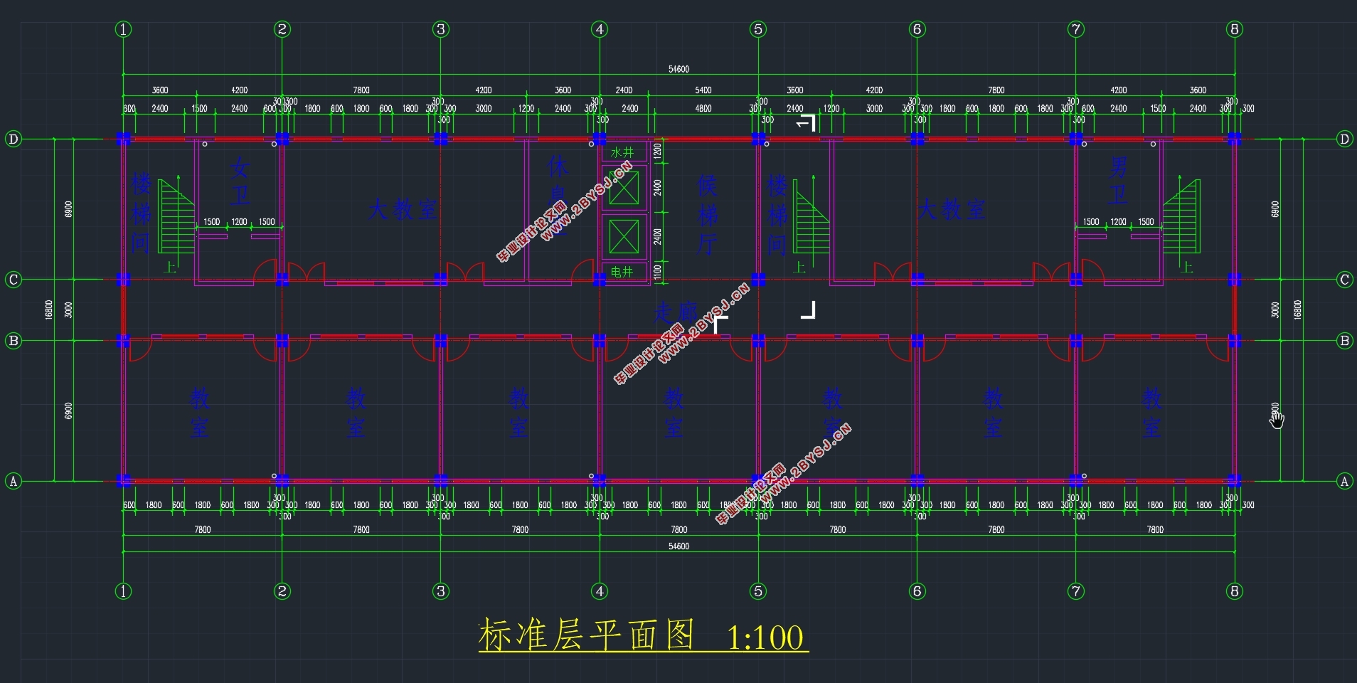 六层5500平米林业学校实训楼设计建筑图结构图