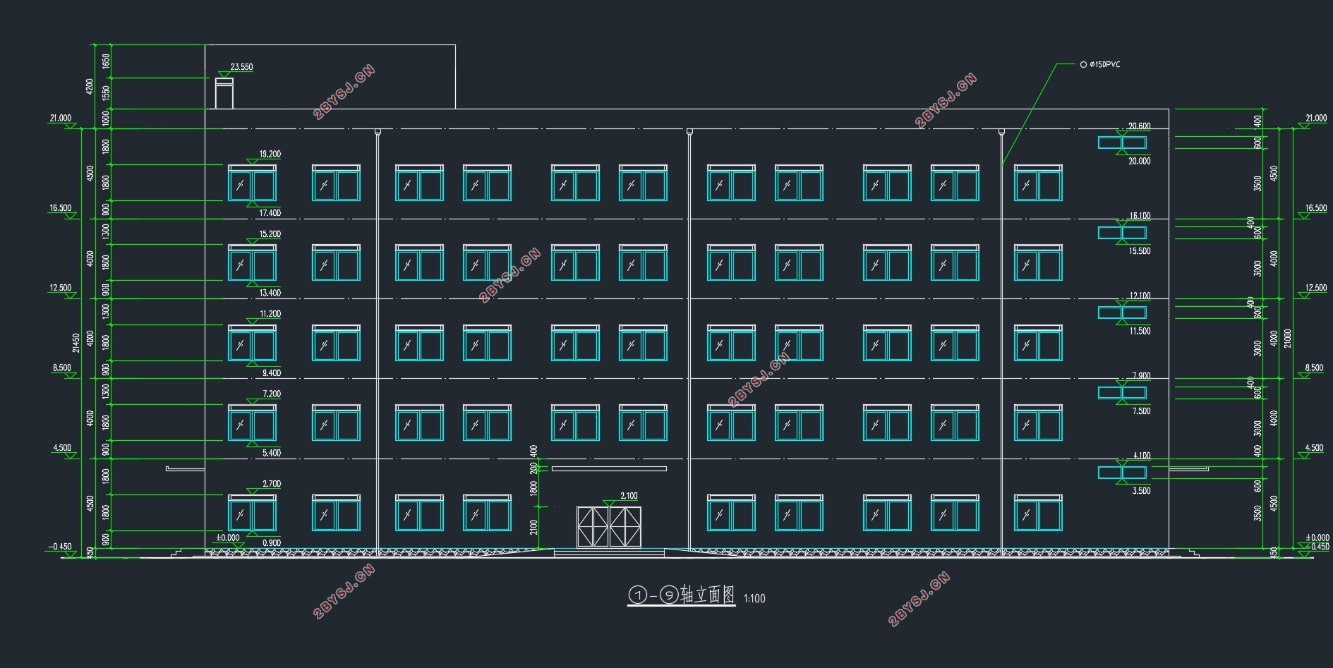 五层4780平米山西省阳泉中学图书馆设计(含建筑图结构图)